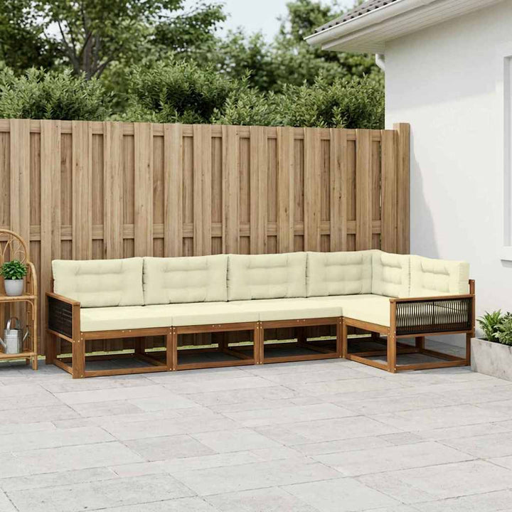 Udendørs sofagruppe 5 pcs Naturlig og Fløde