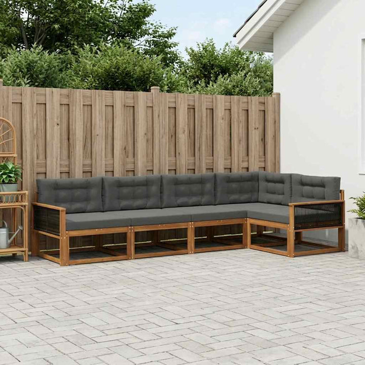 Udendørs sofagruppe 5 pcs Naturlig og Antracit