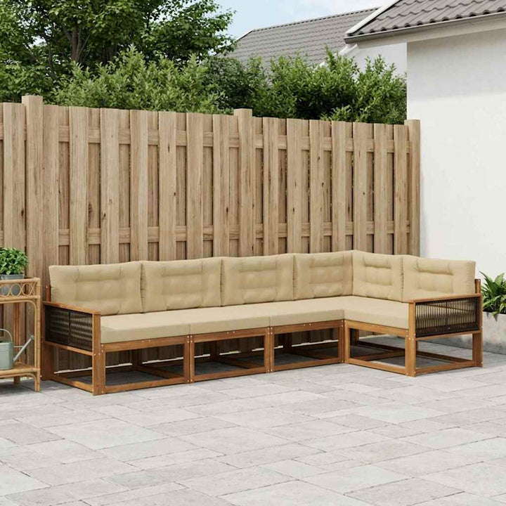 Udendørs sofagruppe 5 pcs Naturlig og Beige