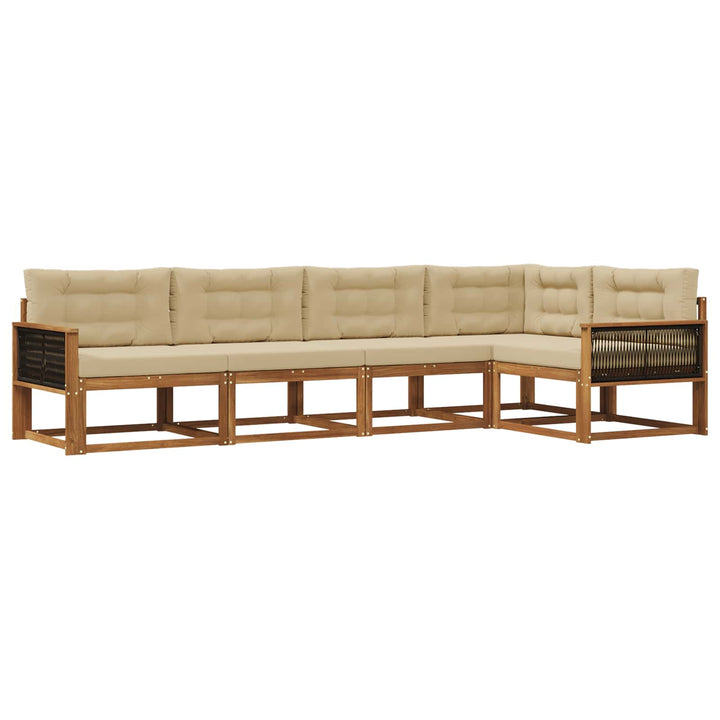 Udendørs sofagruppe 5 pcs Naturlig og Beige
