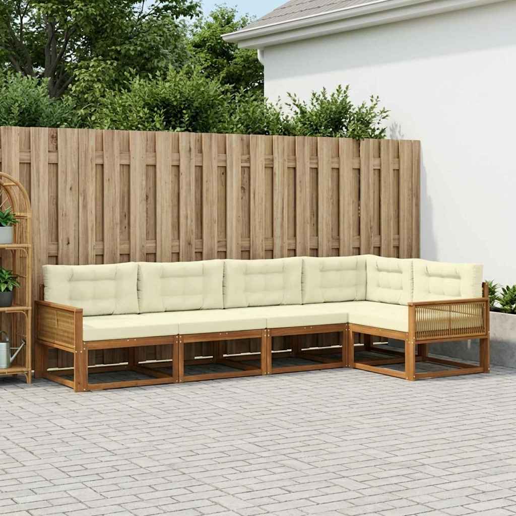 Udendørs sofagruppe 5 pcs Naturlig og Fløde