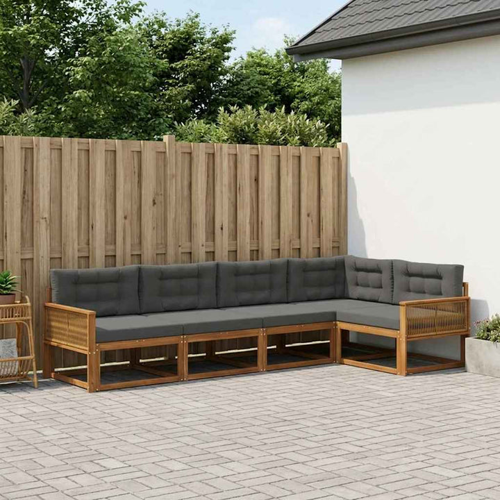 Udendørs sofagruppe 5 pcs Naturlig og Antracit