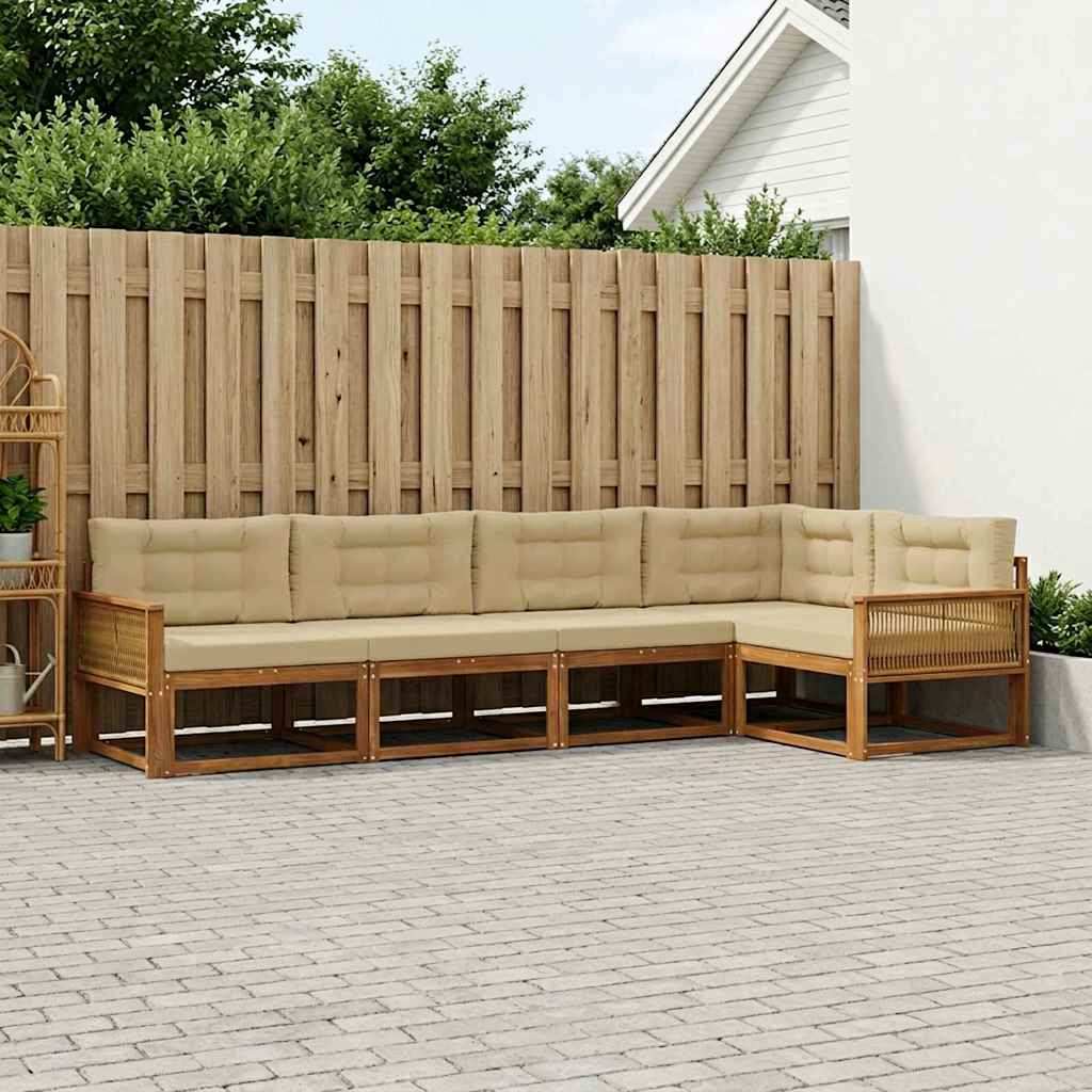 Udendørs sofagruppe 5 pcs Naturlig og Beige