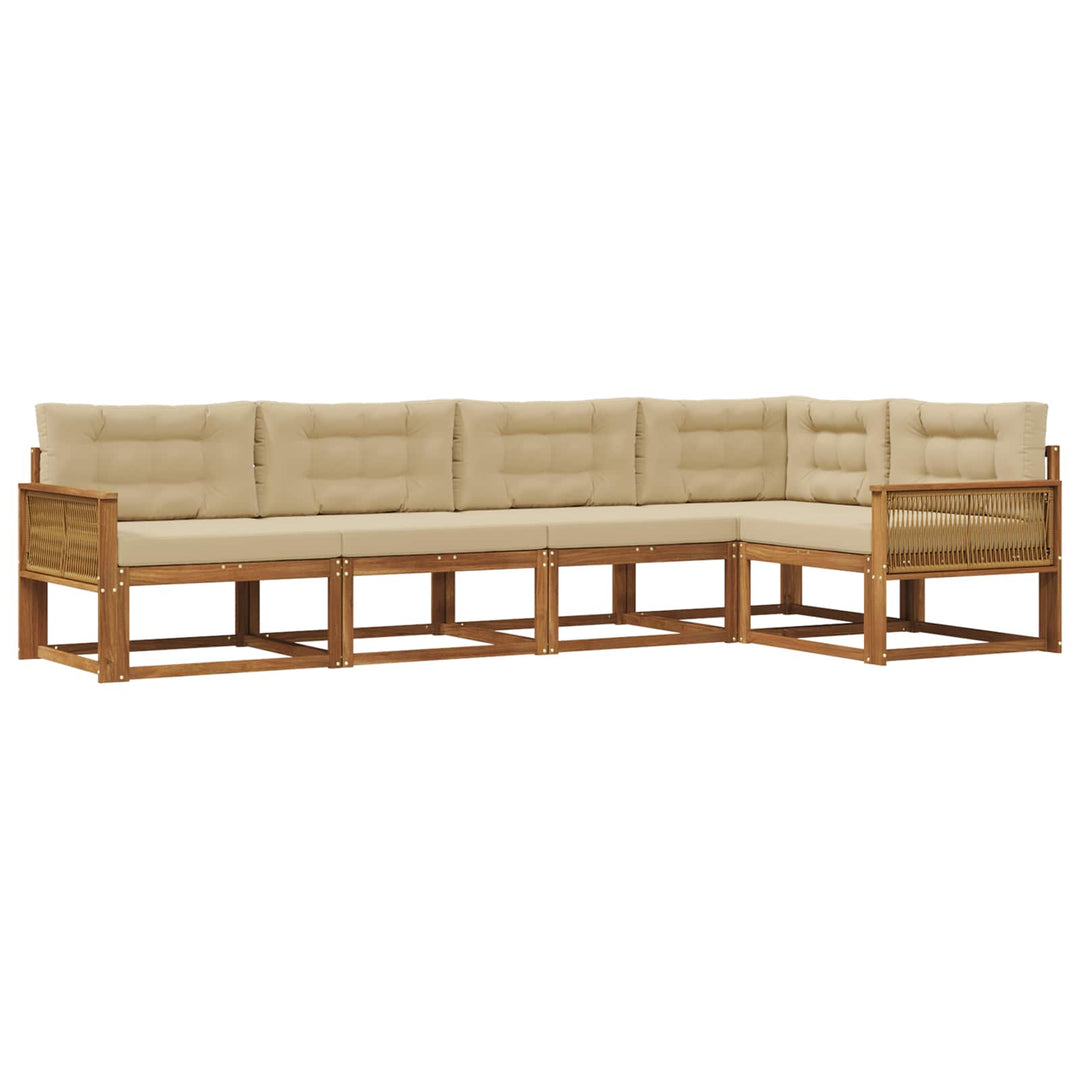Udendørs sofagruppe 5 pcs Naturlig og Beige