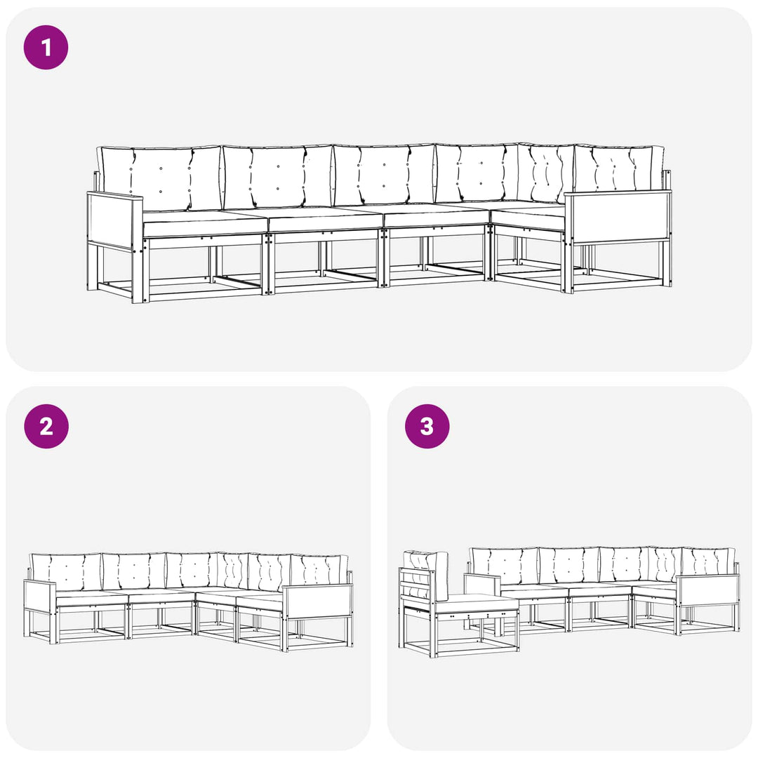 Udendørs sofagruppe 5 pcs Naturlig og Beige