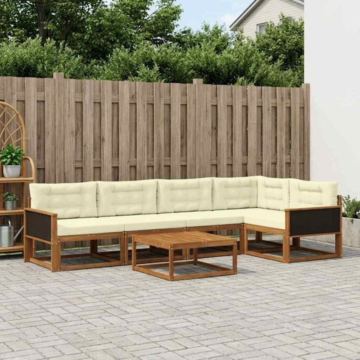Udendørs sofagruppe 6 pcs Naturlig og Fløde