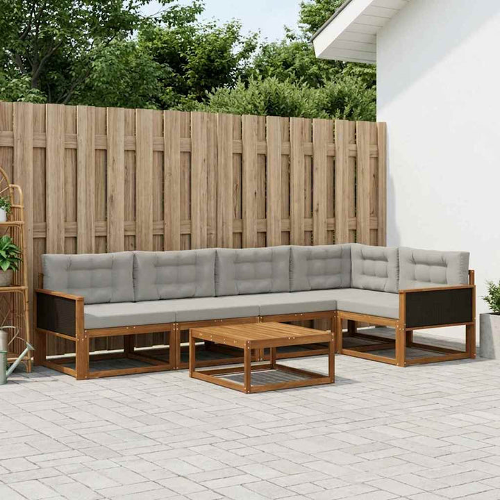 Udendørs sofagruppe 6 pcs Naturlig og Lys grå