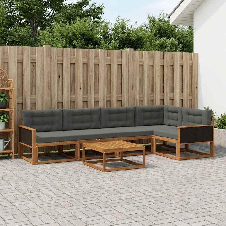 Udendørs sofagruppe med pude 6 pcs Naturlig og Antracit