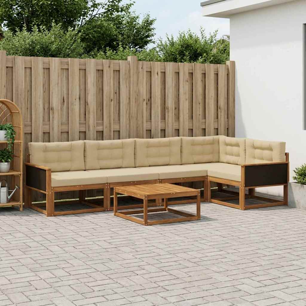 Udendørs sofagruppe med pude 6 pcs Naturlig og Beige