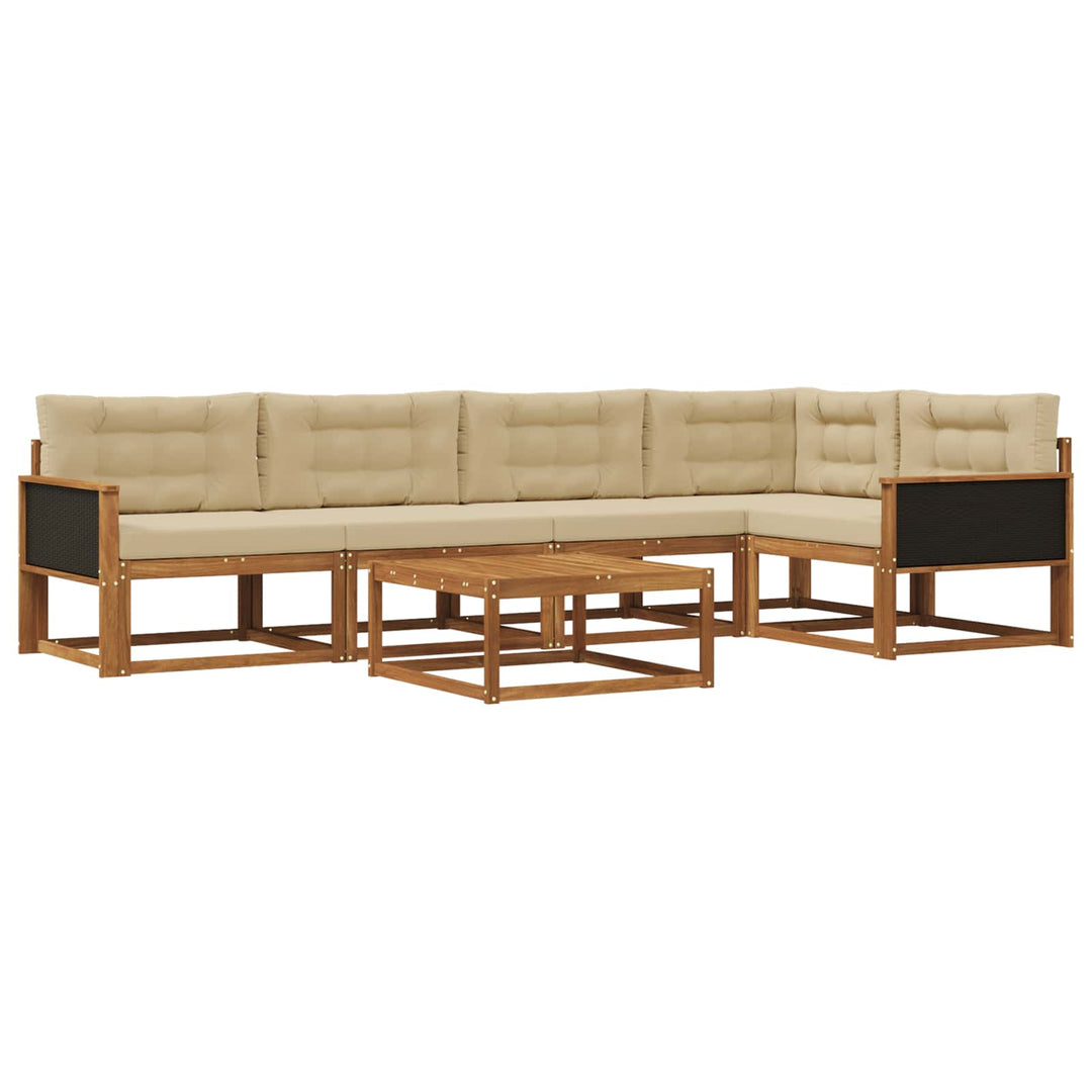 Udendørs sofagruppe med pude 6 pcs Naturlig og Beige
