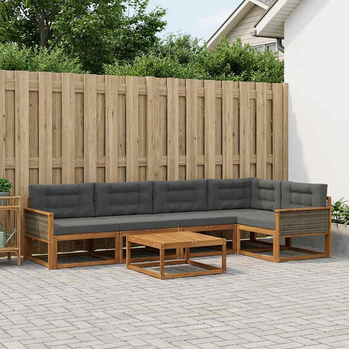 Udendørs sofagruppe med pude 6 pcs Naturlig og Antracit