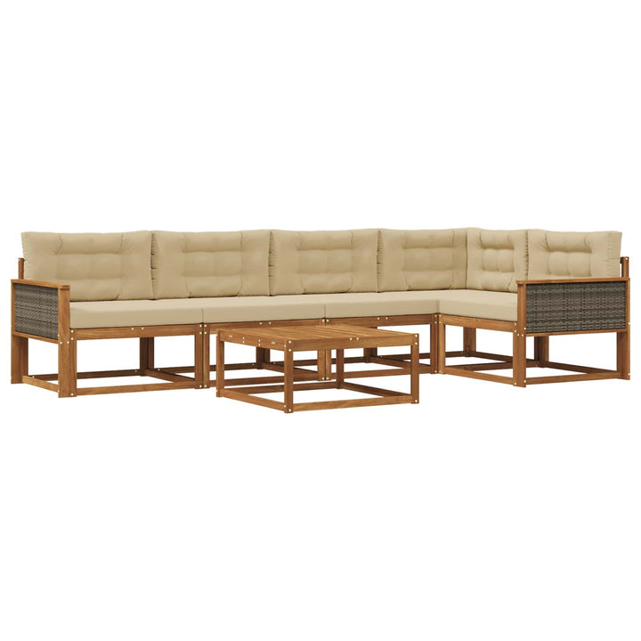 Udendørs sofagruppe med pude 6 pcs Naturlig og Beige