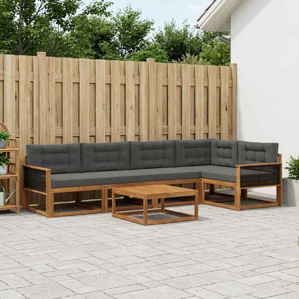 Udendørs sofagruppe med pude 6 pcs Naturlig og Antracit