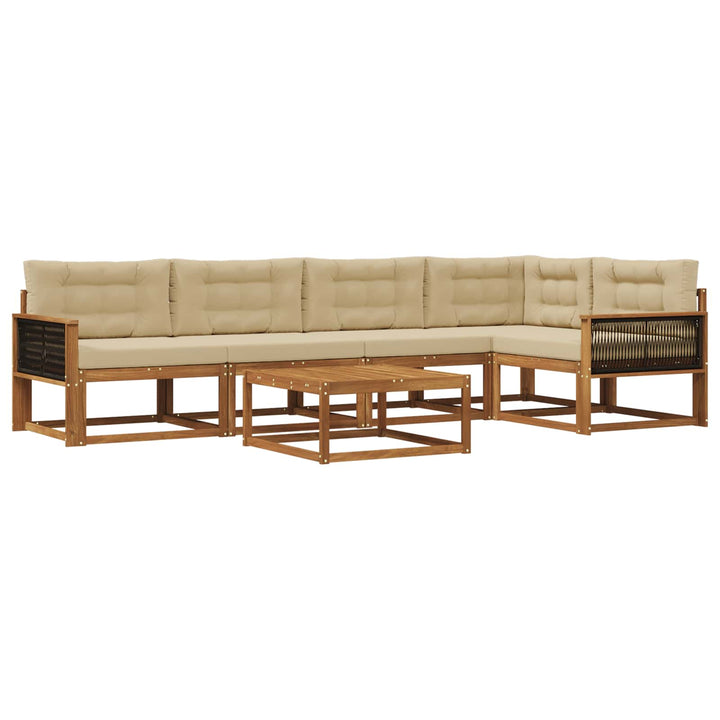 Udendørs sofagruppe med pude 6 pcs Naturlig og Beige