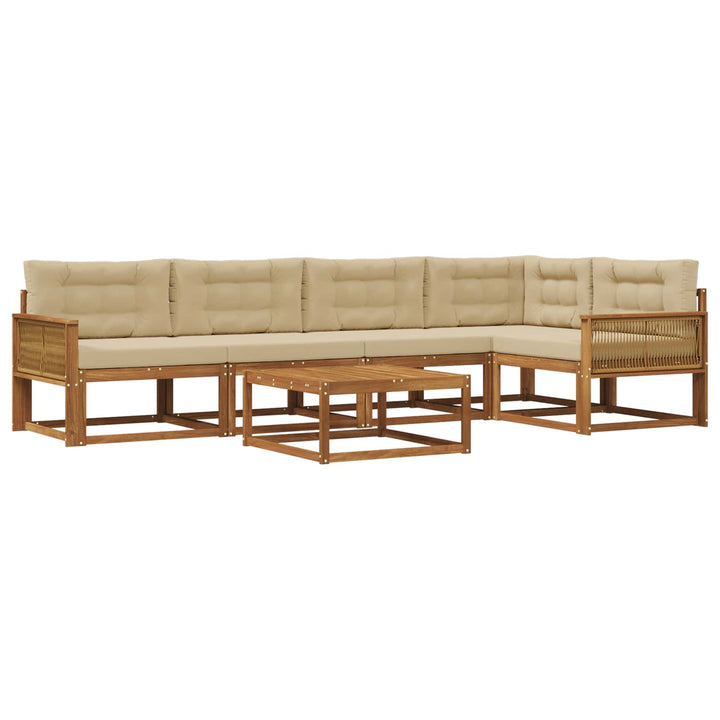 Udendørs sofagruppe med pude 6 pcs Naturlig og Beige