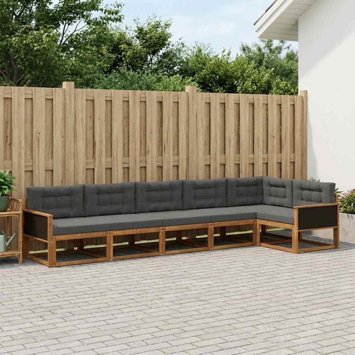 Udendørs sofagruppe med pude 6 pcs Naturlig og Antracit