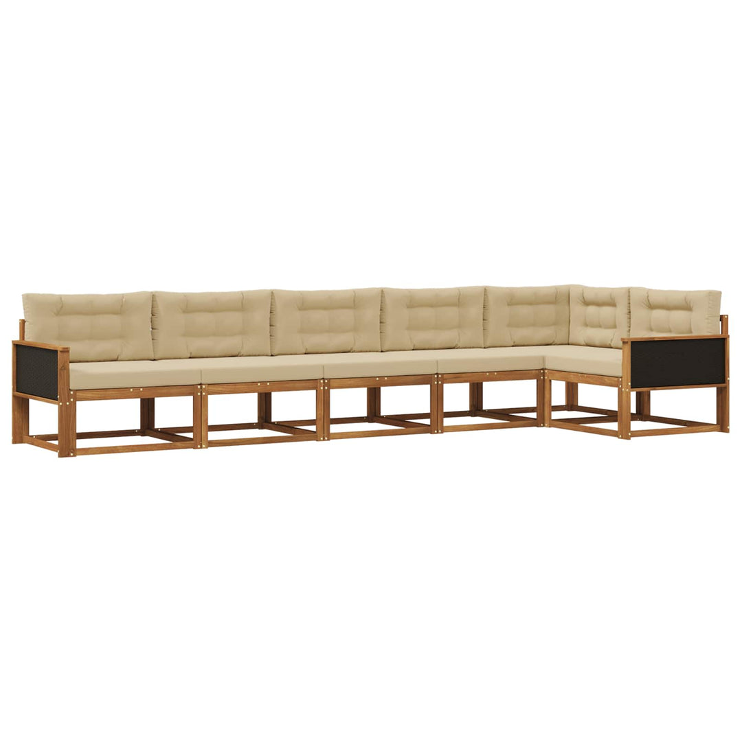 Udendørs sofagruppe med pude 6 pcs Naturlig og Beige