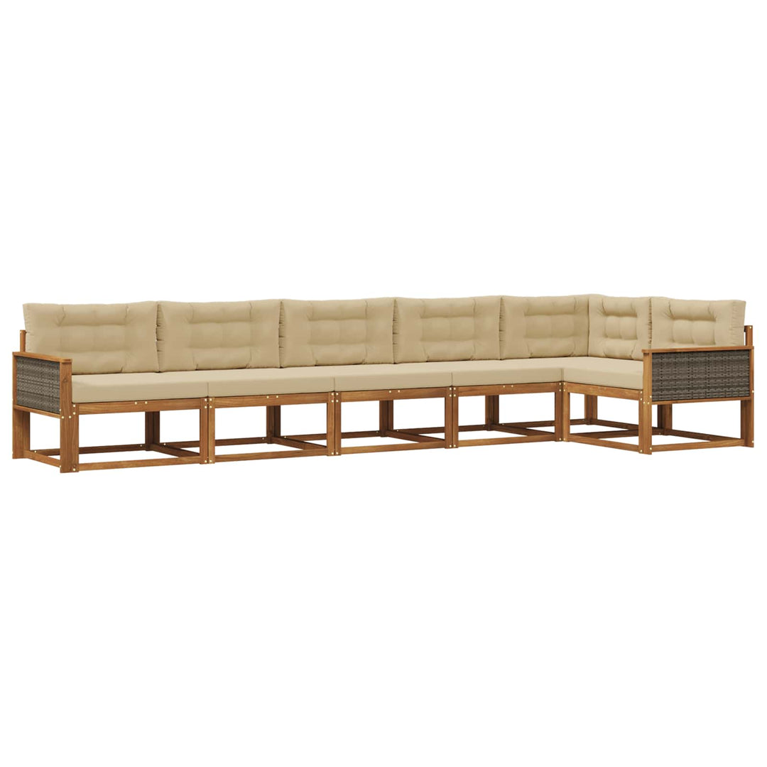 Udendørs sofagruppe med pude 6 pcs Naturlig og Beige