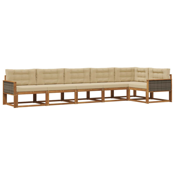 Udendørs sofagruppe med pude 6 pcs Naturlig og Beige