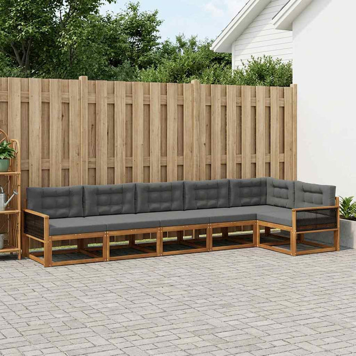Udendørs sofagruppe 6 pcs Naturlig og Antracit