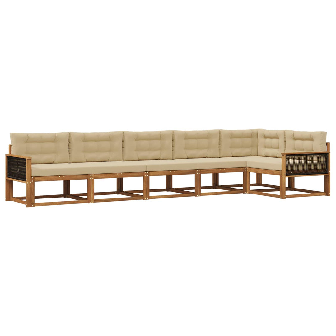 Udendørs sofagruppe med pude 6 pcs Naturlig og Beige
