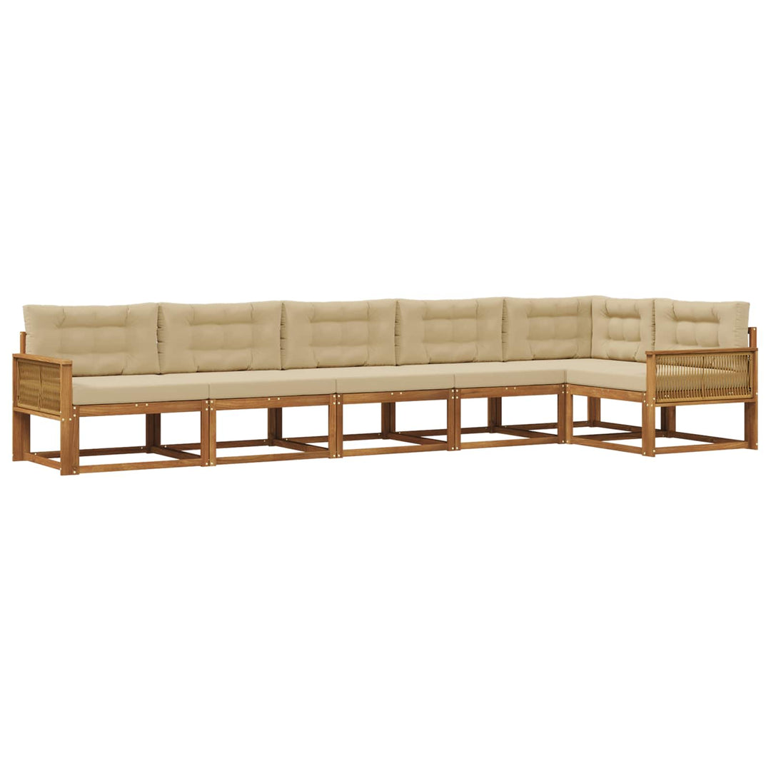 Udendørs sofagruppe med pude 6 pcs Naturlig og Beige