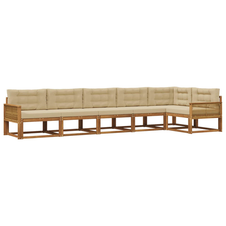 Udendørs sofagruppe med pude 6 pcs Naturlig og Beige