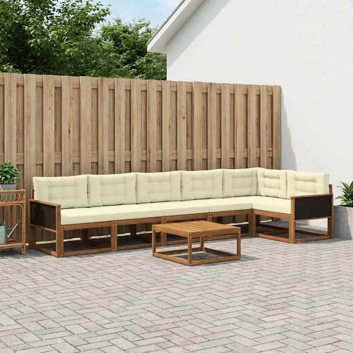 Udendørs sofagruppe med pude 7 pcs Naturlig og Fløde