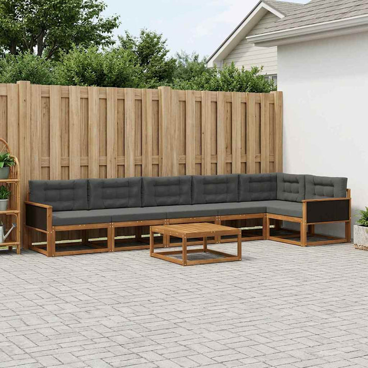 Udendørs sofagruppe med pude 7 pcs Naturlig og Antracit