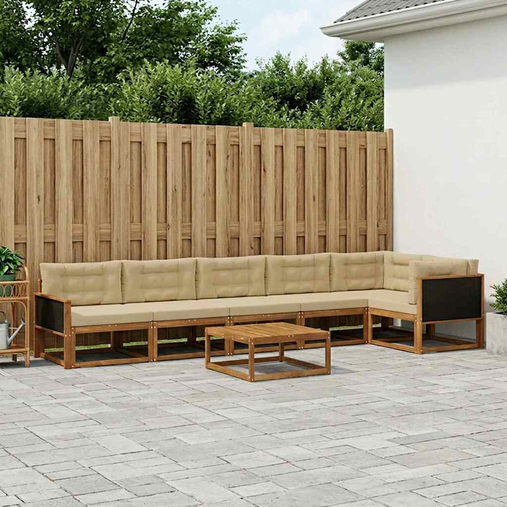 Udendørs sofagruppe med pude 7 pcs Naturlig og Beige