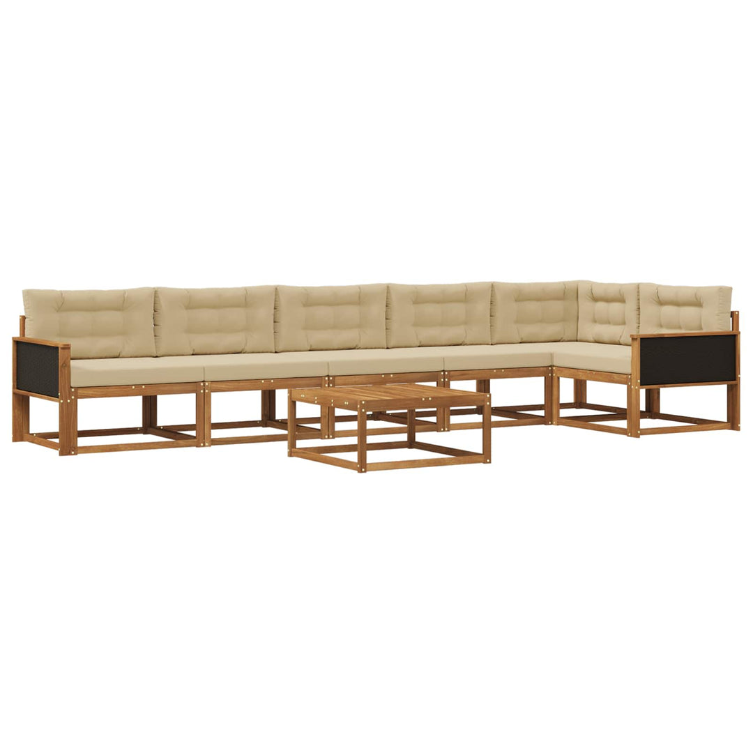Udendørs sofagruppe med pude 7 pcs Naturlig og Beige