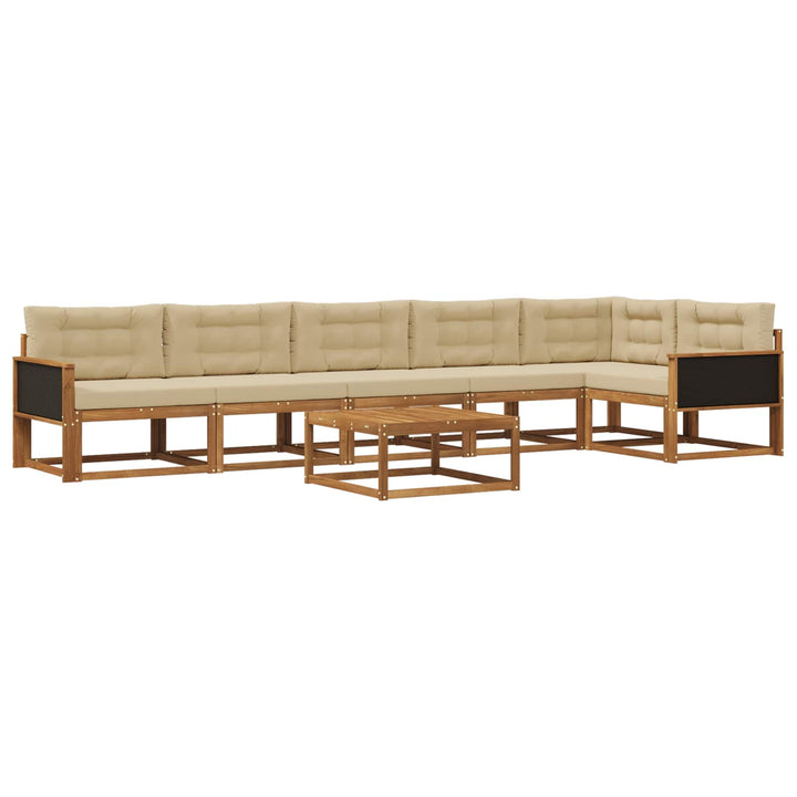 Udendørs sofagruppe med pude 7 pcs Naturlig og Beige