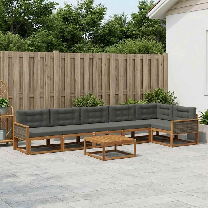 Udendørs sofagruppe med pude 7 pcs Naturlig og Antracit