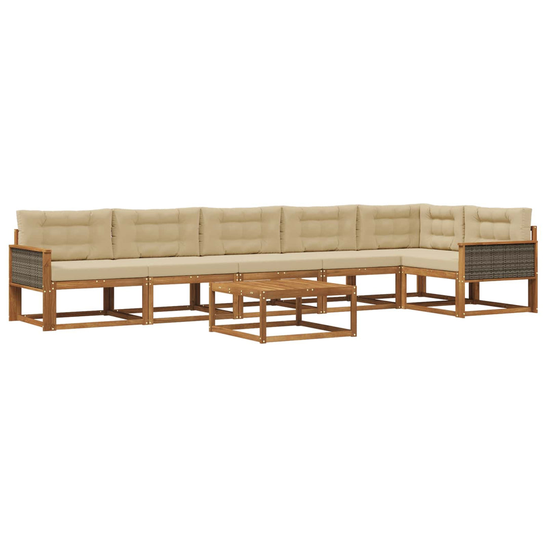 Udendørs sofagruppe med pude 7 pcs Naturlig og Beige