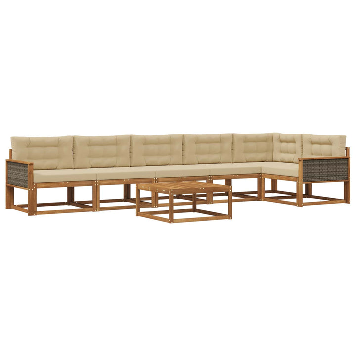 Udendørs sofagruppe med pude 7 pcs Naturlig og Beige