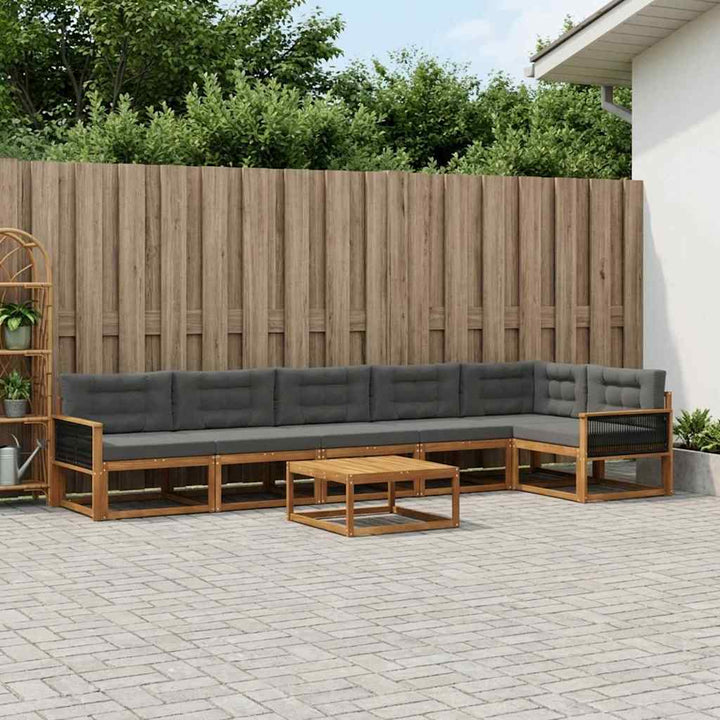 Udendørs sofagruppe med pude 7 pcs Naturlig og Antracit