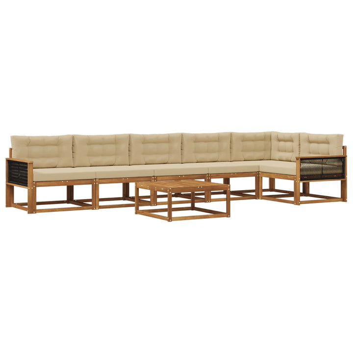 Udendørs sofagruppe med pude 7 pcs Naturlig og Beige