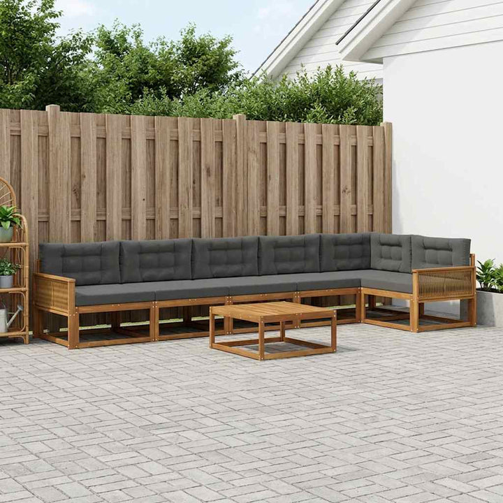 Udendørs sofagruppe med pude 7 pcs Naturlig og Antracit