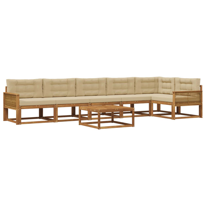 Udendørs sofagruppe med pude 7 pcs Naturlig og Beige