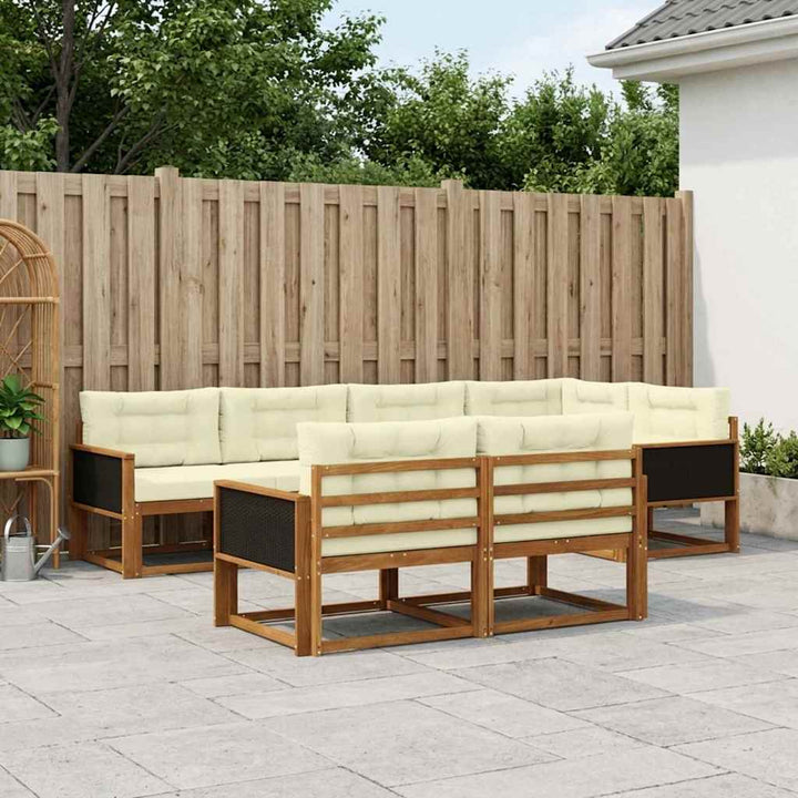 Udendørs sofagruppe 8 pcs Naturlig og Fløde
