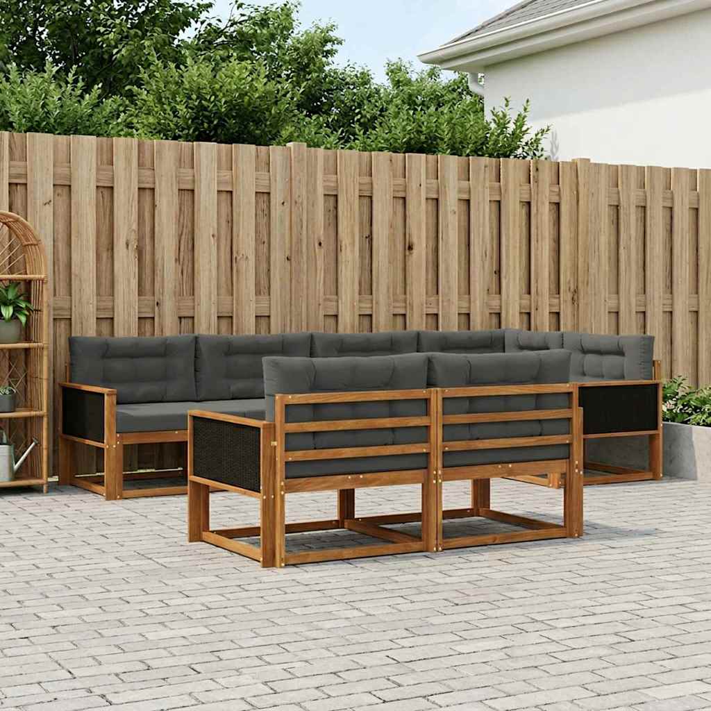 Udendørs sofagruppe med pude 7 pcs Naturlig og Antracit