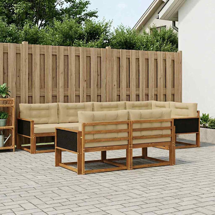 Udendørs sofagruppe med pude 7 pcs Naturlig og Beige
