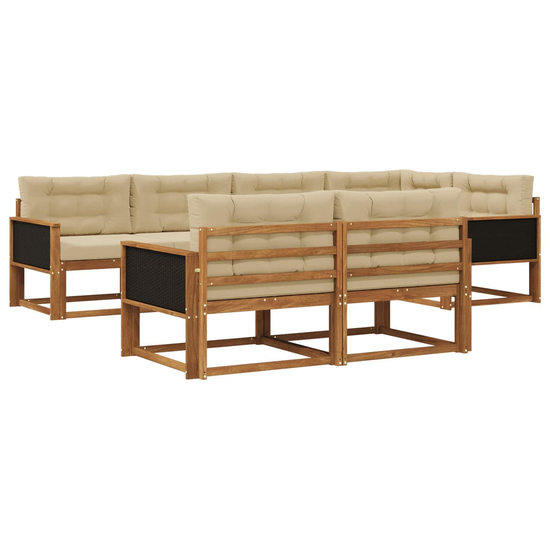 Udendørs sofagruppe med pude 7 pcs Naturlig og Beige