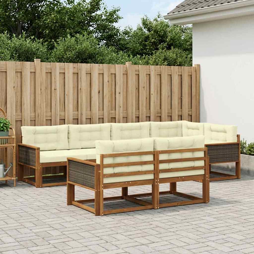 Udendørs sofagruppe 8 pcs Naturlig og Fløde