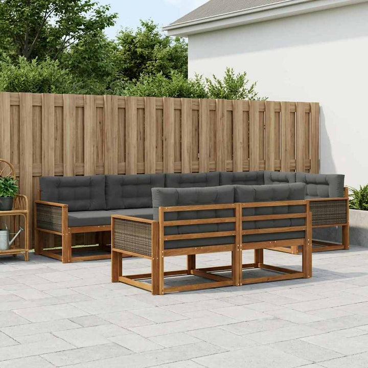 Udendørs sofagruppe med pude 7 pcs Naturlig og Antracit