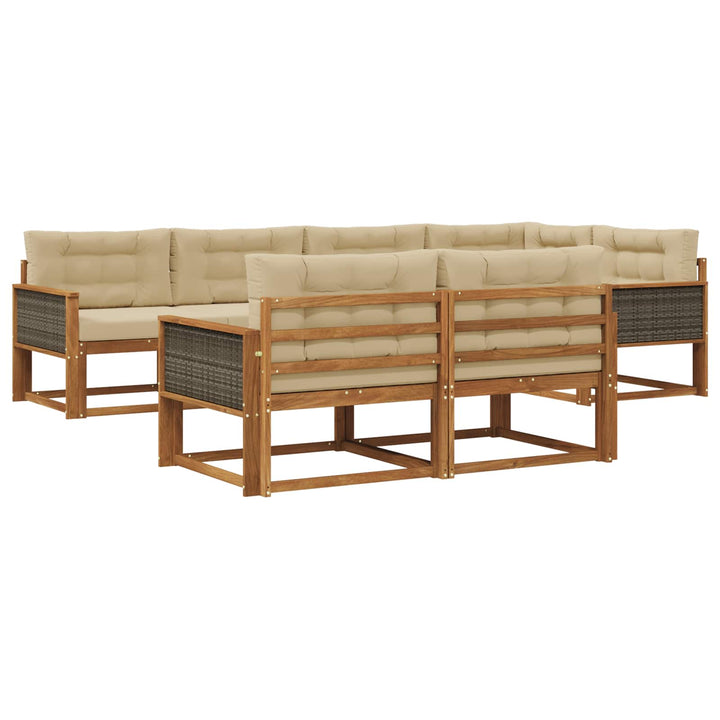 Udendørs sofagruppe med pude 7 pcs Naturlig og Beige