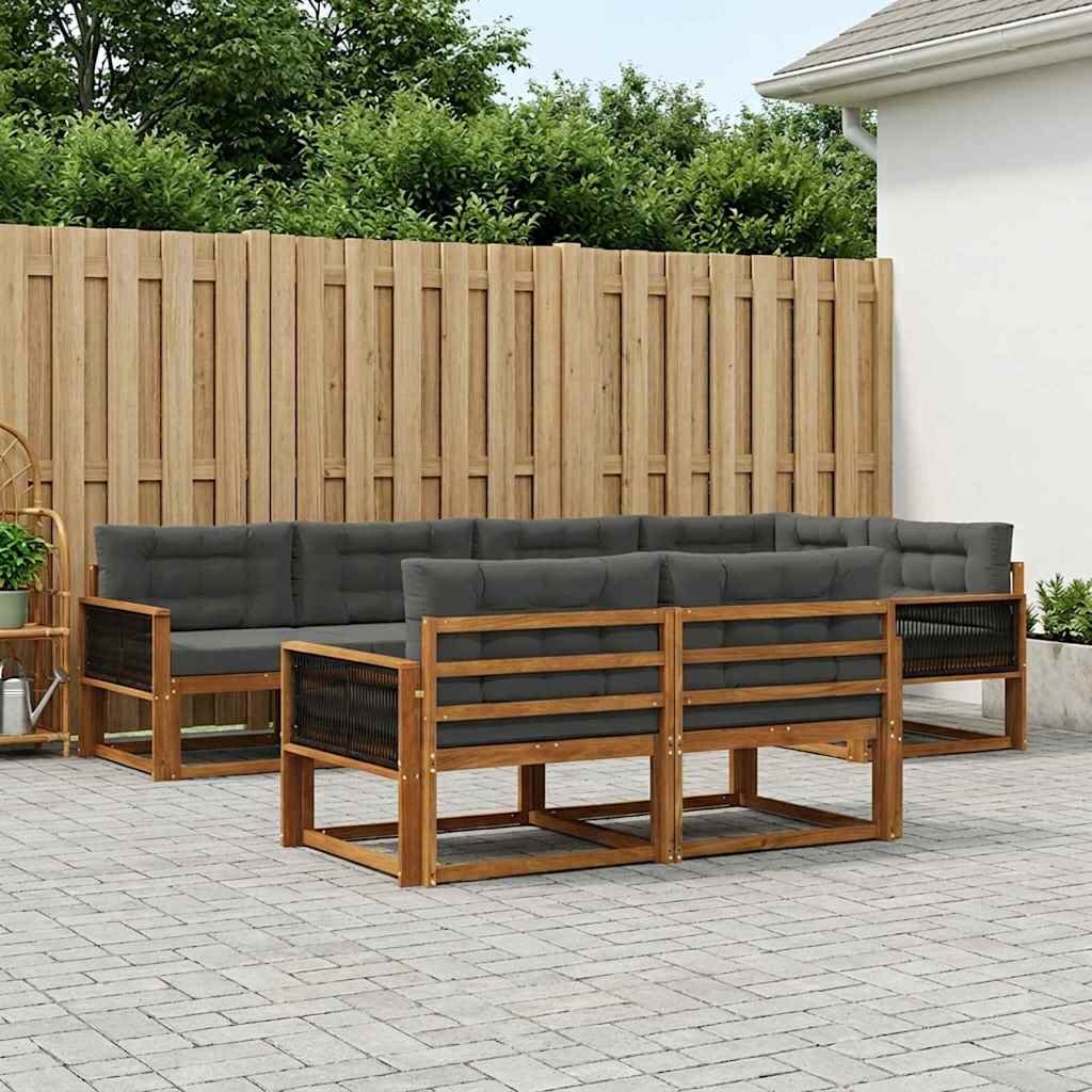 Udendørs sofagruppe med pude 7 pcs Naturlig og Antracit