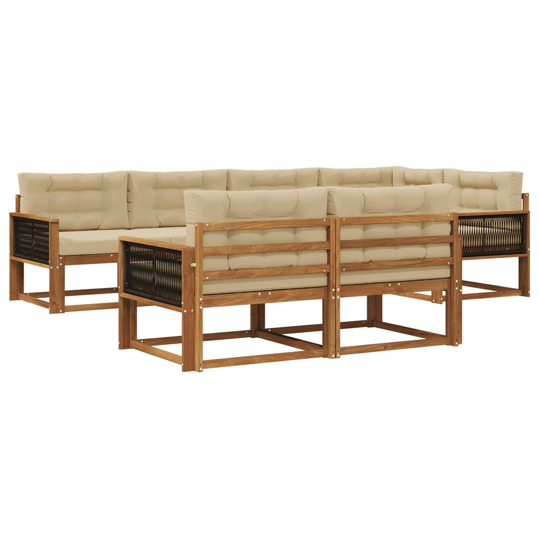 Udendørs sofagruppe med pude 7 pcs Naturlig og Beige