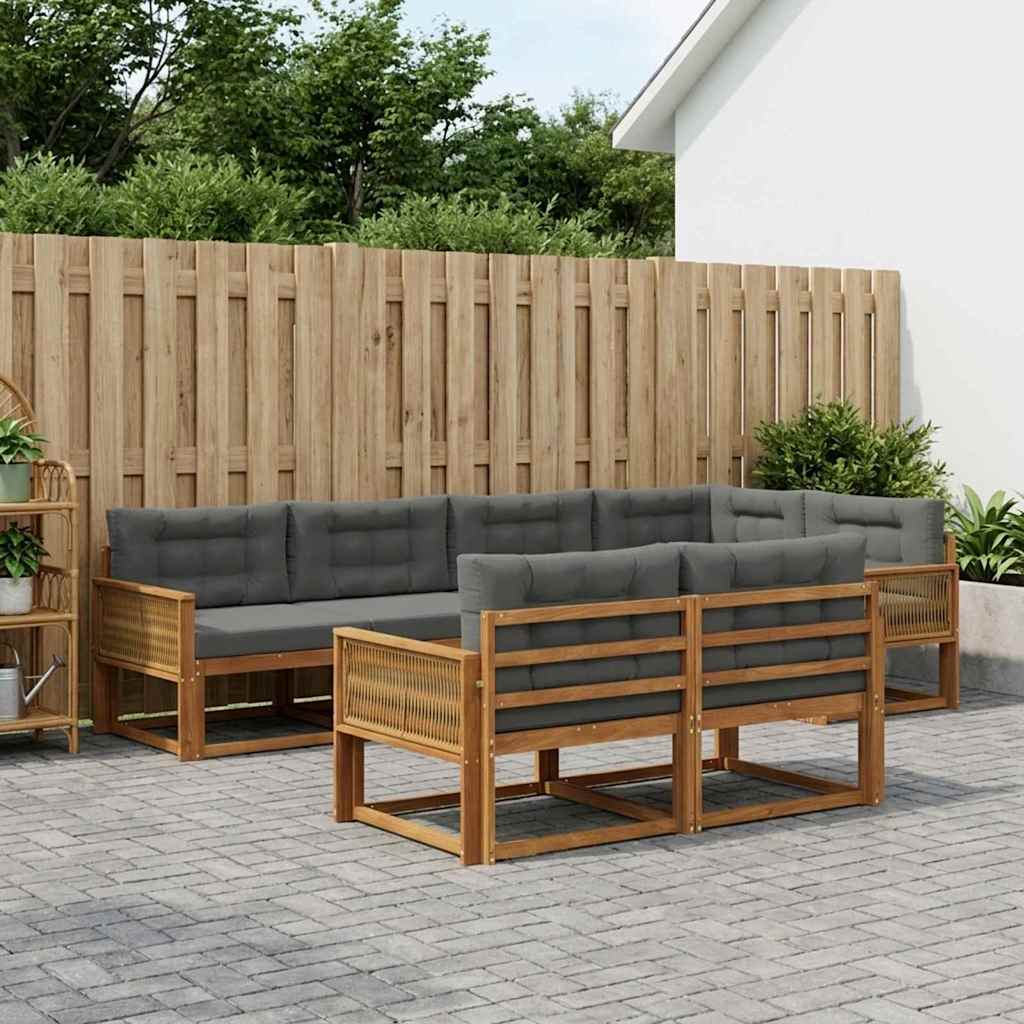 Udendørs sofagruppe med pude 7 pcs Naturlig og Antracit