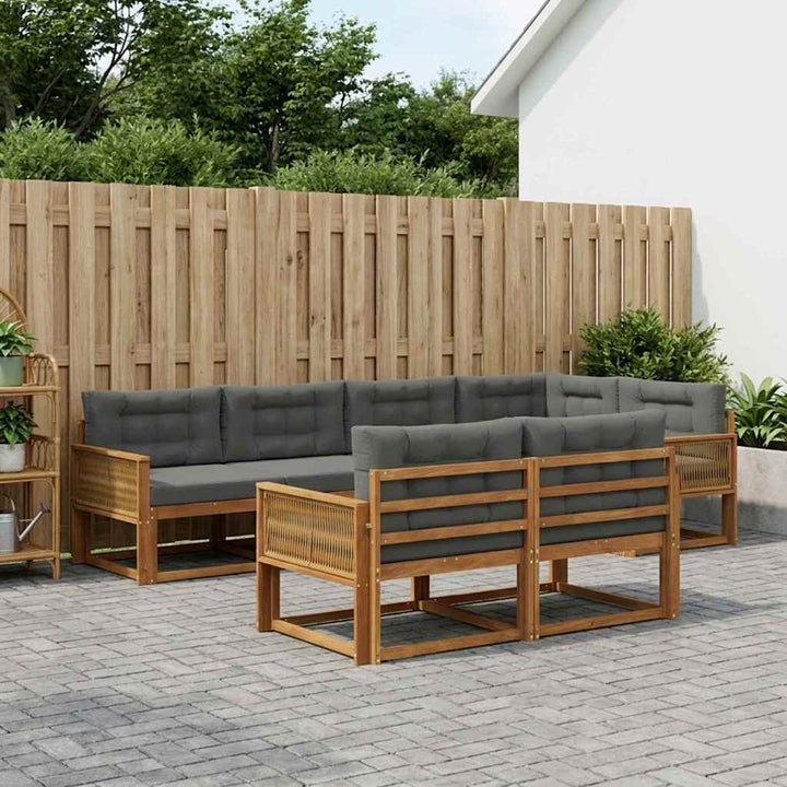 Udendørs sofagruppe med pude 7 pcs Naturlig og Antracit
